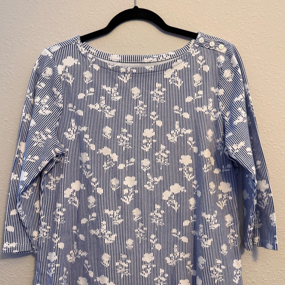 Blue and White Floral Women's Top